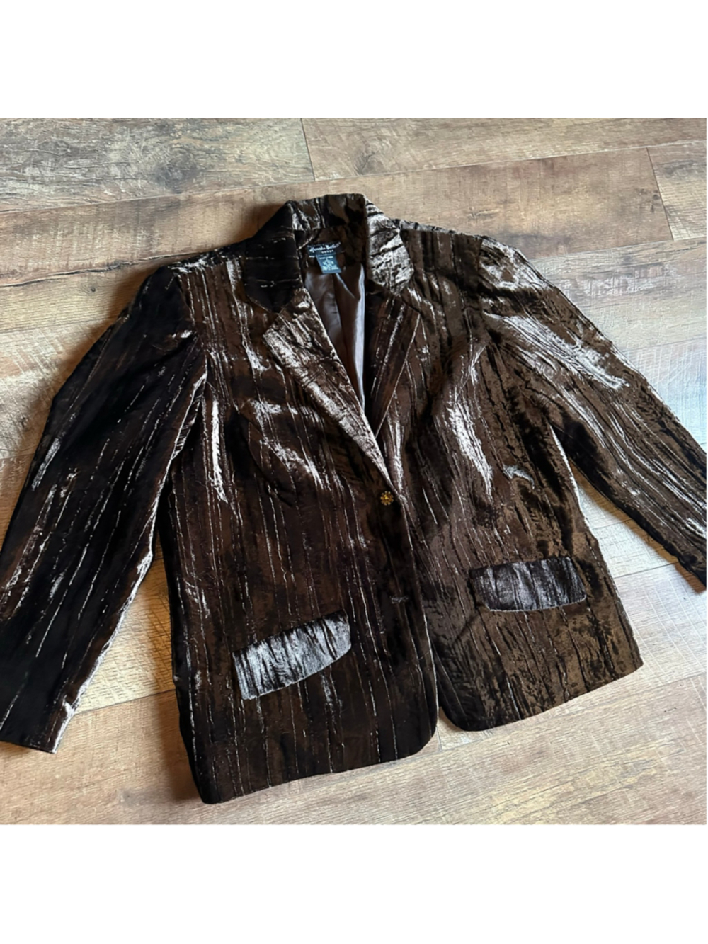 Women's Alexandra Bartlett Brown Velvet Blazer, Size L